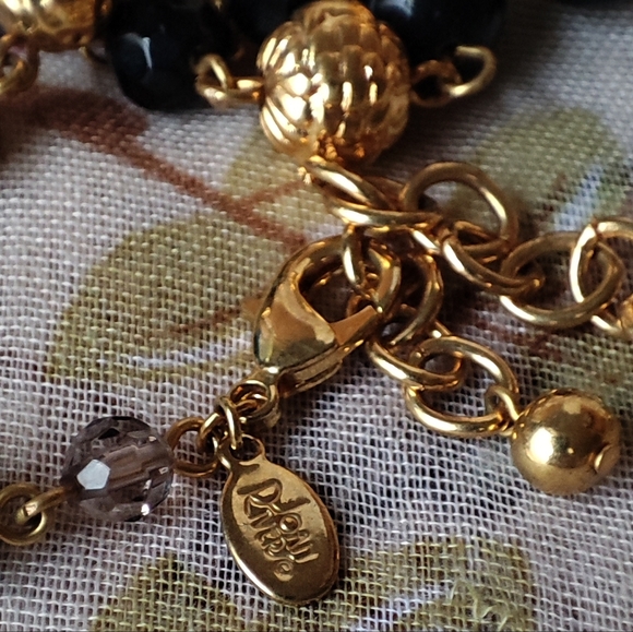 Joan Rivers Signed Extra Long Gold Tone Black Smoke Necklace Acrylic and Glass - Picture 8 of 9